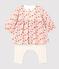 Abito leggings a fiori bebè femmina in lana e cotone biologico beige MONTELIMAR/bianco MULTICO